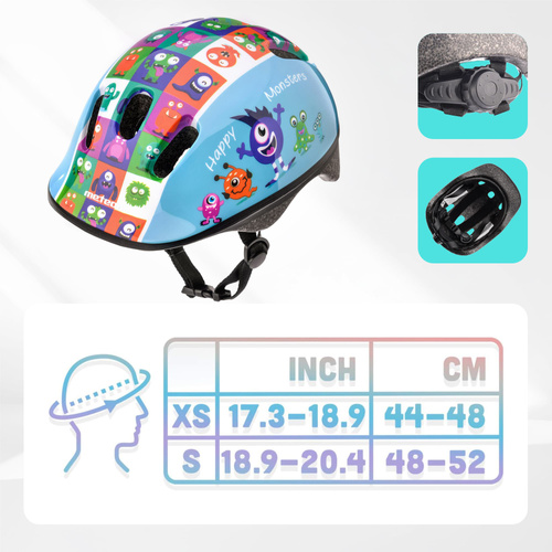 Kask rowerowy dla dzieci Meteor KS06 XS 44-48 cm Happy monsters