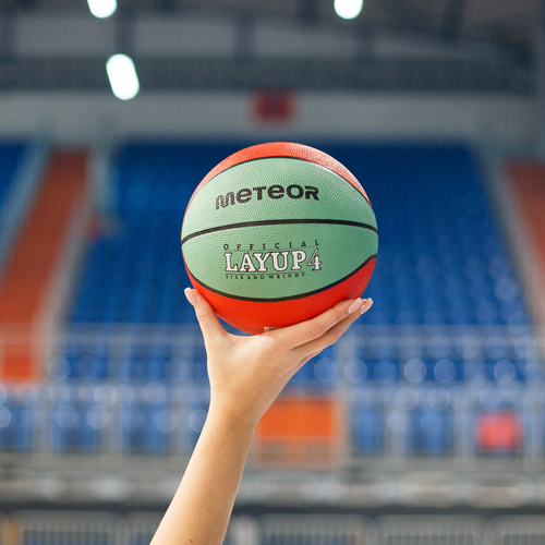 Piłka do koszykówki Meteor Layup 4 czerwony/zielony