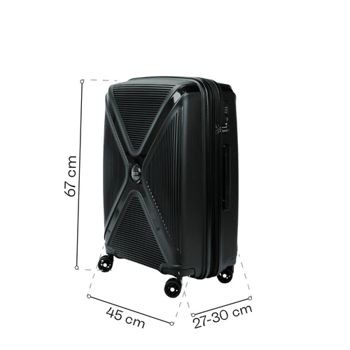 Średnia walizka SwissBags Cross-Box 67 cm czarny