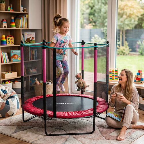 Mała trampolina dla dzieci Meteor TRP-50 140 cm różowy