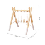 Educational wooden activity gym with hanging toys