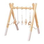 Educational wooden activity gym with hanging toys