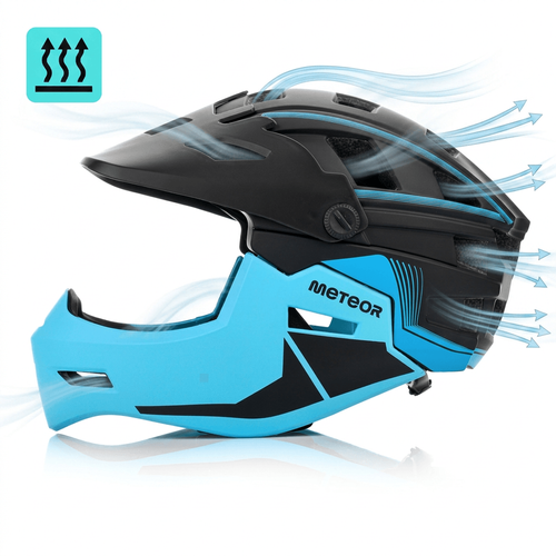 Kask rowerowy full-face Meteor Hydra S 51-55 cm czarny/niebieski