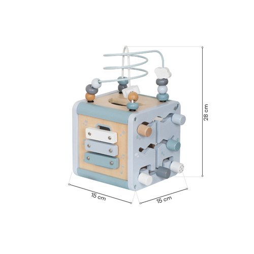 Wooden activity cube blue
