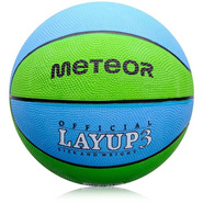 Piłka do koszykówki Meteor Layup 3 niebieski/zielony