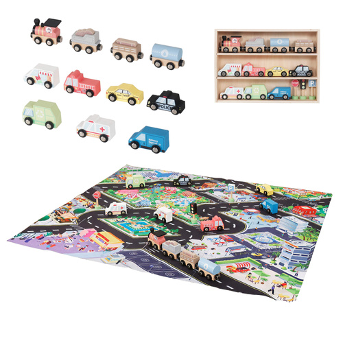 Drewniany zestaw samochodowy