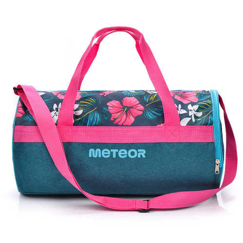 Fitness bag Meteor Siggy 25 l pink / navy blue flowers