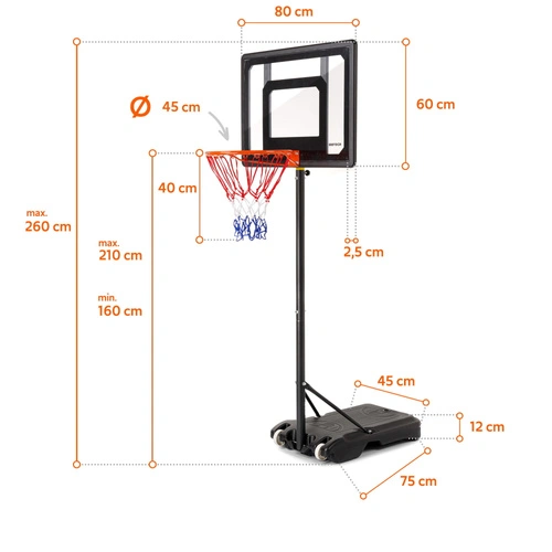 Kosz do koszykówki wolnostojący Meteor Dallas 160-210 cm