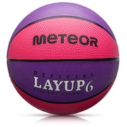 Piłka do koszykówki Meteor Layup 6 różowy/fioletowy