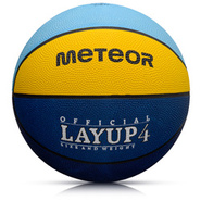 Piłka do koszykówki Meteor Layup 4 niebieski/żółty/błękitny