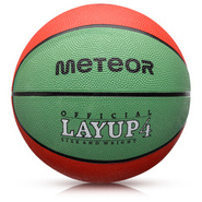 Piłka do koszykówki Meteor Layup 4 czerwony/zielony
