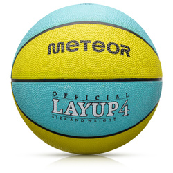 Piłka koszykowa Meteor Layup 4 żółty/niebieski