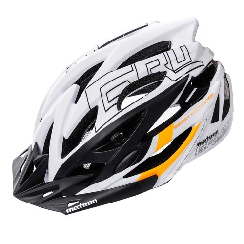 Kask rowerowy Meteor Gruver L 58-61 cm czarny/biały/pomarańczowy